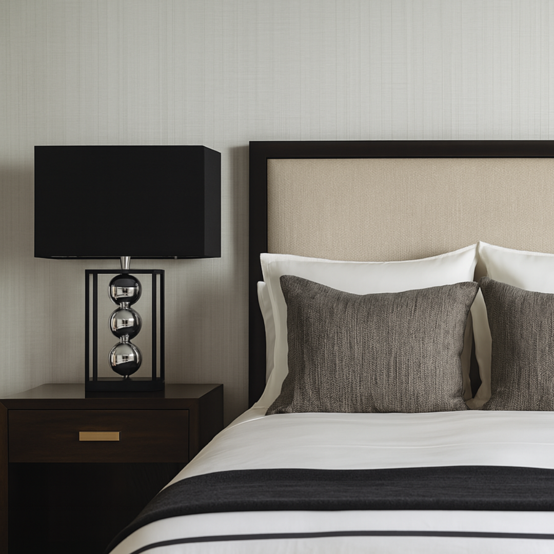 Stacked Spheres Table Lamp with Shade, Silver