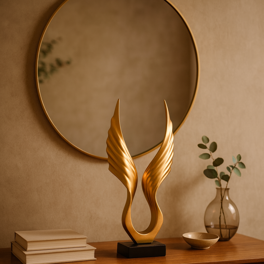 Gold Angel Wings Polyresin Figurine with Base