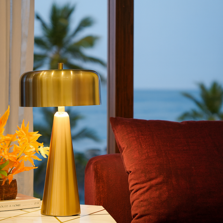 Tapered Table Lamp with Shade, Gold