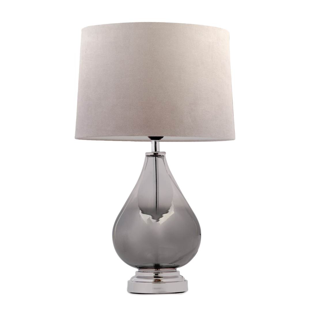 Teardrop Shaped Table Lamp with Shade, Silver