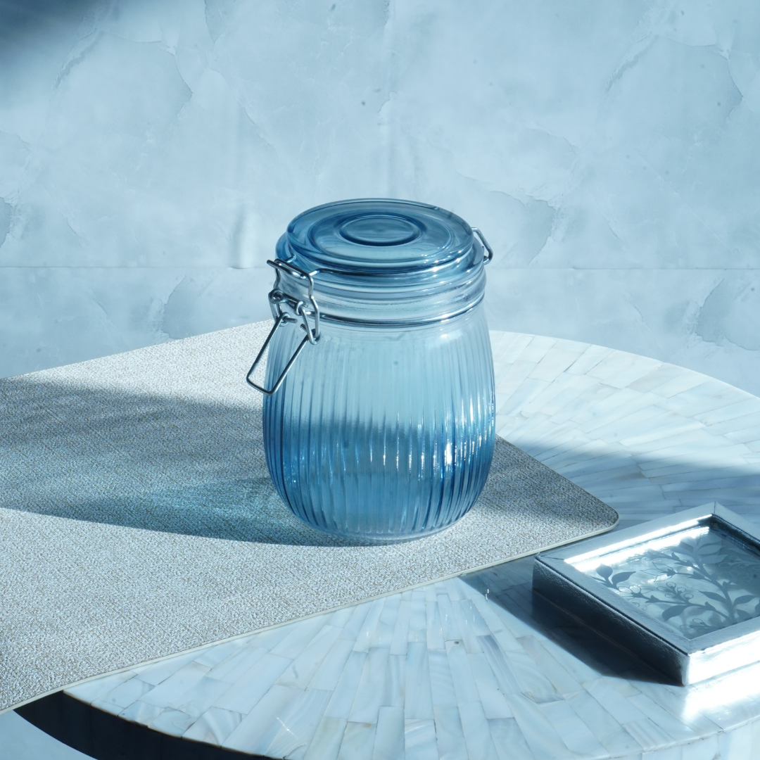Airtight Mason Glass Jar, Blue