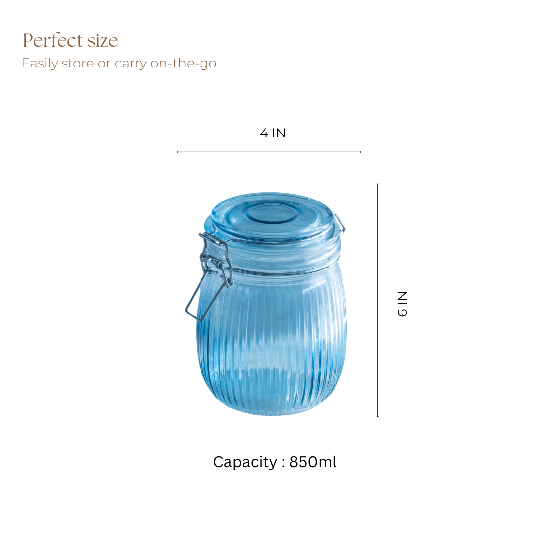 Airtight Mason Glass Jar, Blue