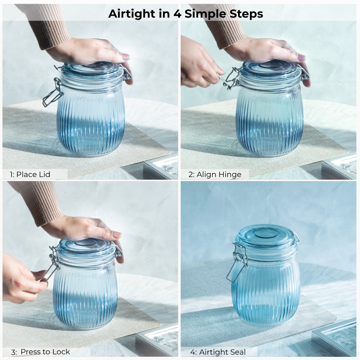 Airtight Mason Glass Jar, Blue