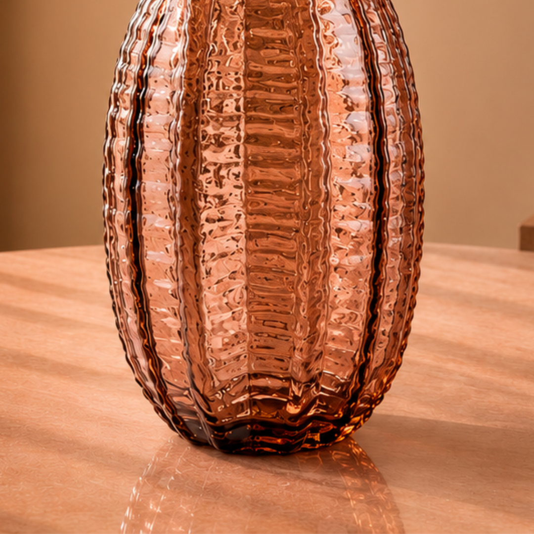 Textured Glass Vase, Amber