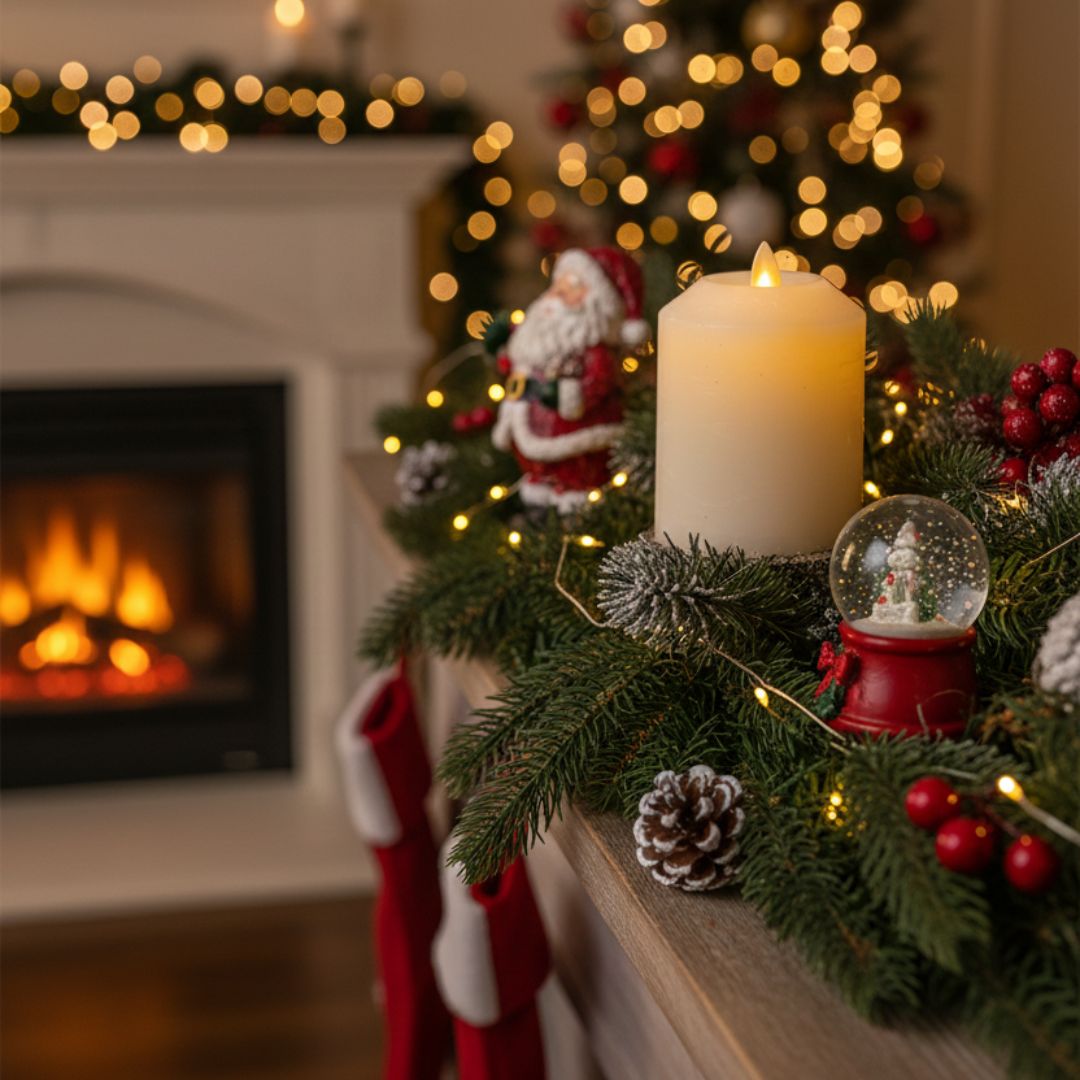 Marble Texture White Real Wax LED Candle – Small