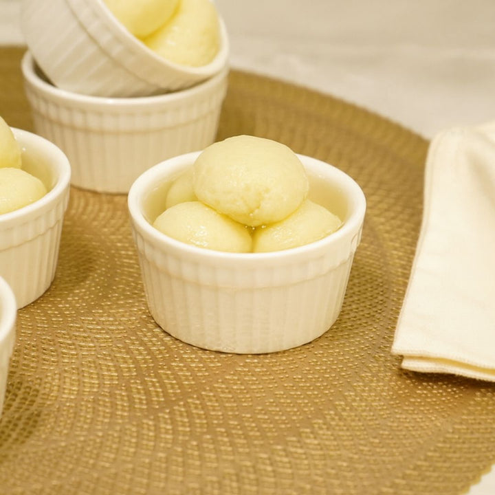 Set of 6, Classic White Ceramic Soufflé Bowls, Circular