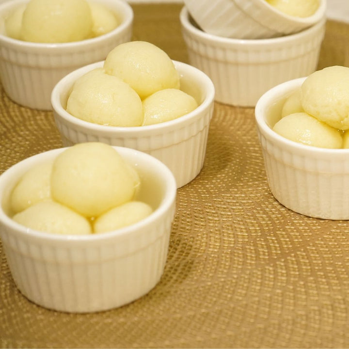 Set of 6, Classic White Ceramic Soufflé Bowls, Circular