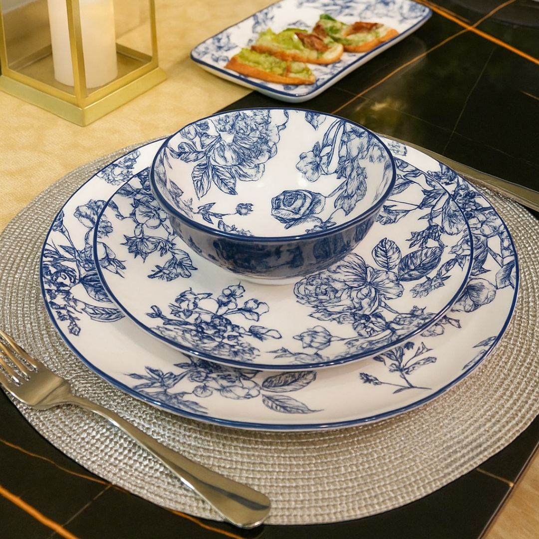 Blue Floral Ceramic Dining Plate