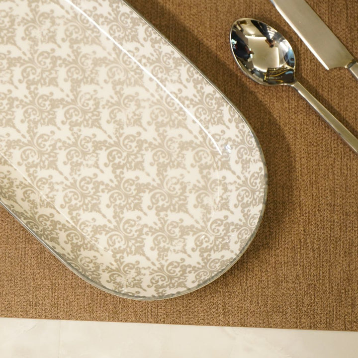 Grey rectangular platter oval