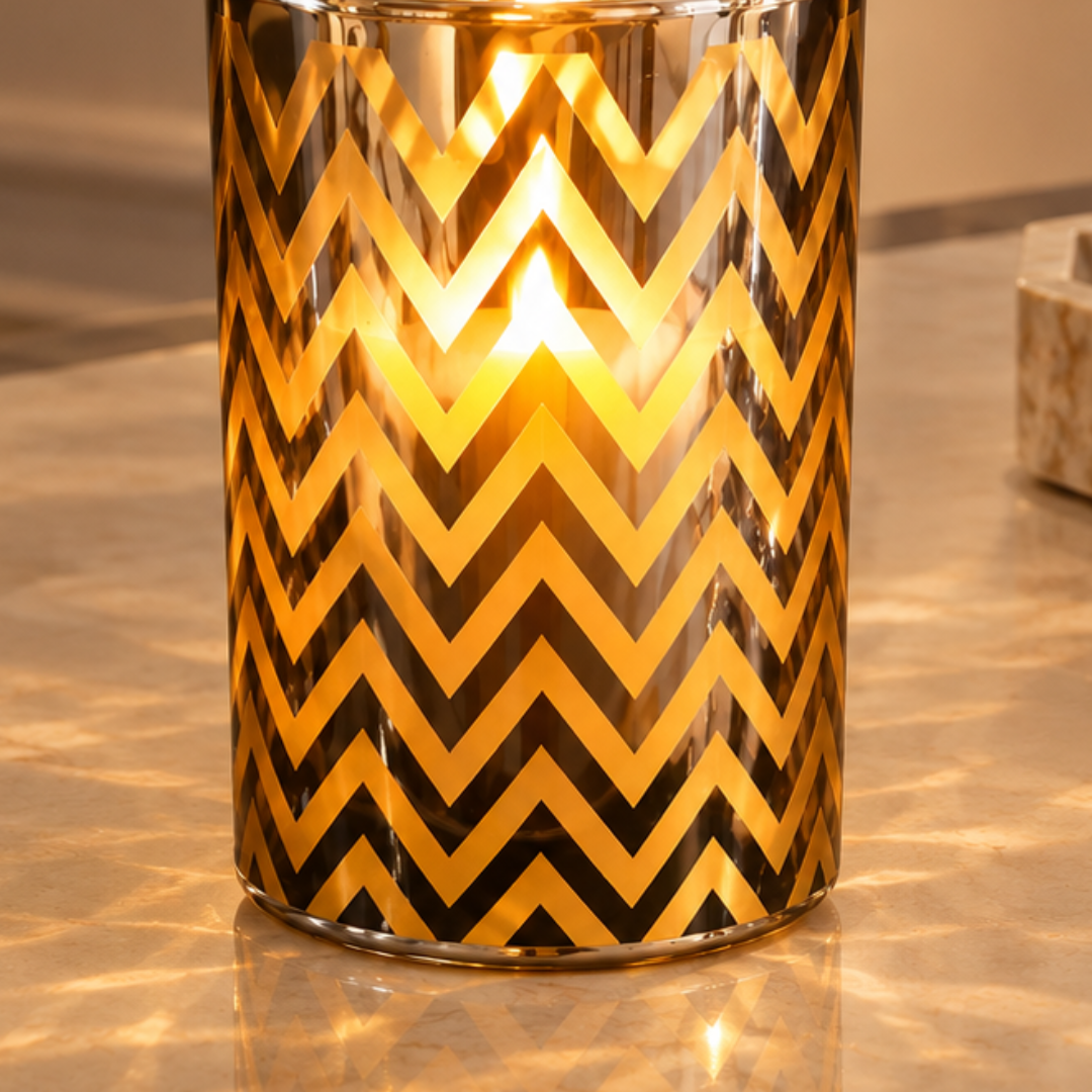 Golden Chevron Candle Holder, Big