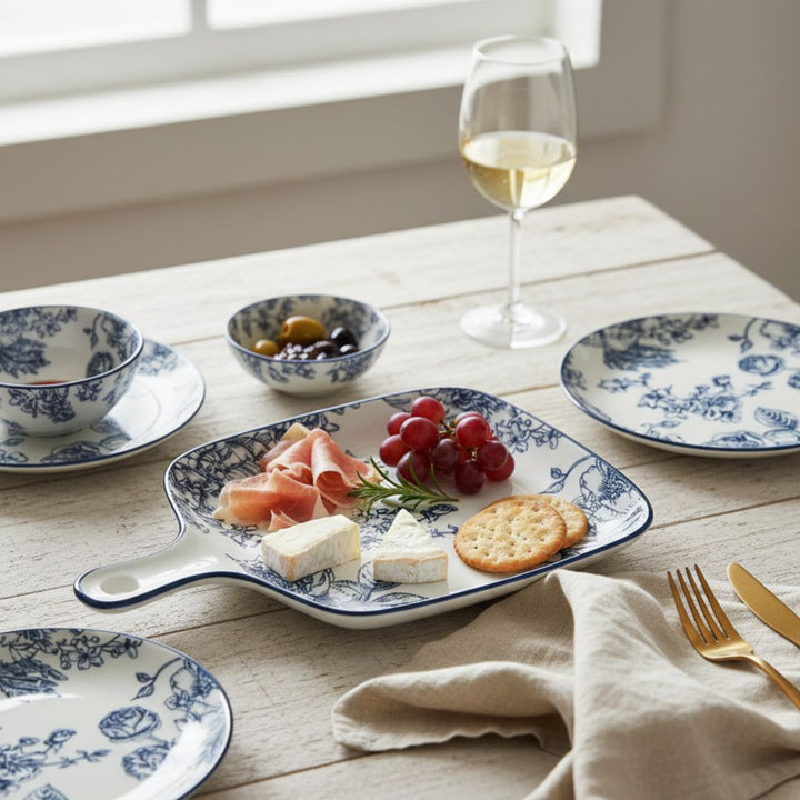 Blue Floral Cheese and Snack Platter