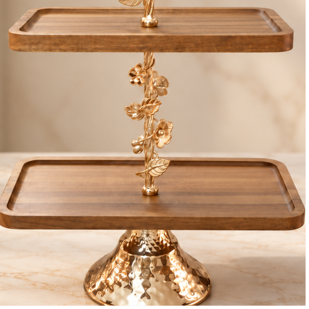 Golden Vine Two-Tier Serving Stand