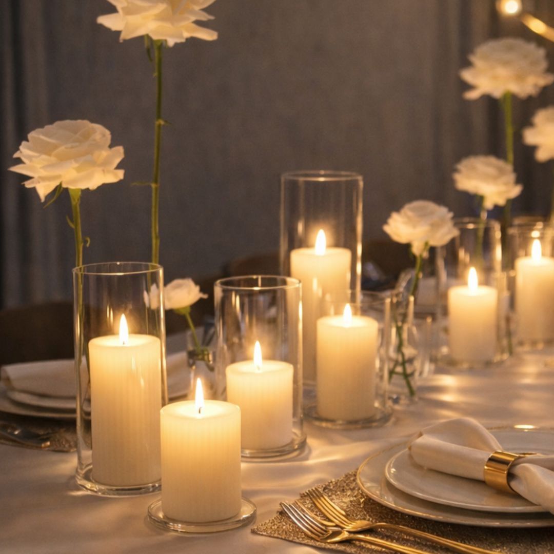 Fluted White LED Candle – Large
