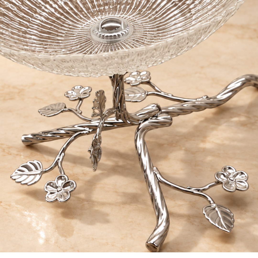 Silver Blossom Pedestal Bowl