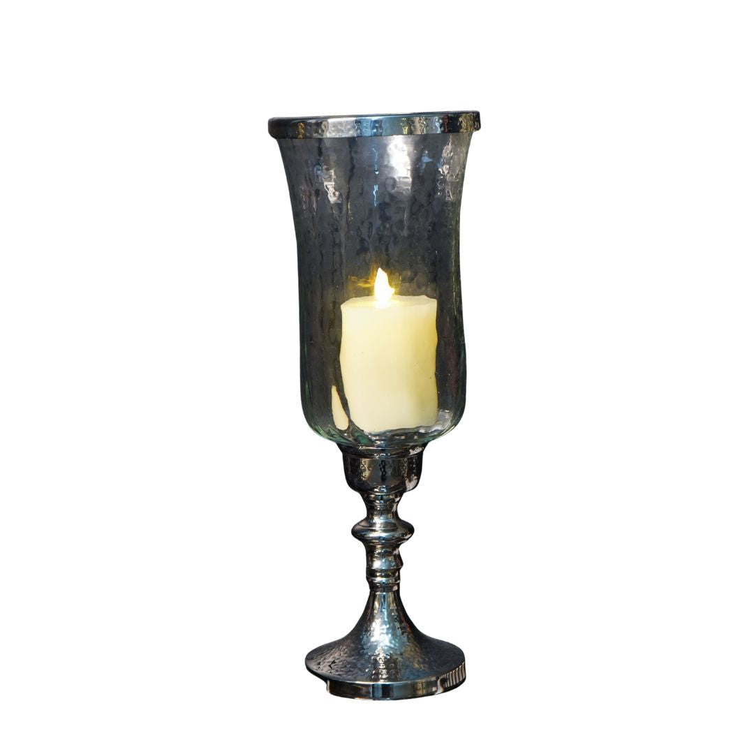 Silver Hammered Vintage Candle Holder, Small
