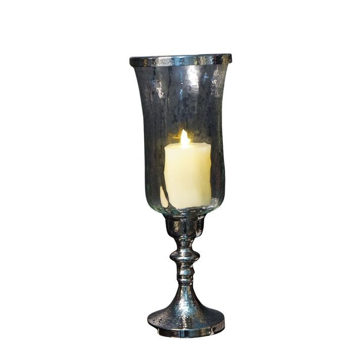 Silver Hammered Vintage Candle Holder, Small