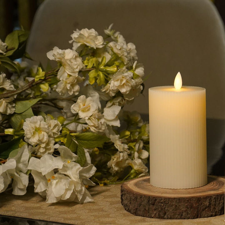 Fluted White LED Candle – Large