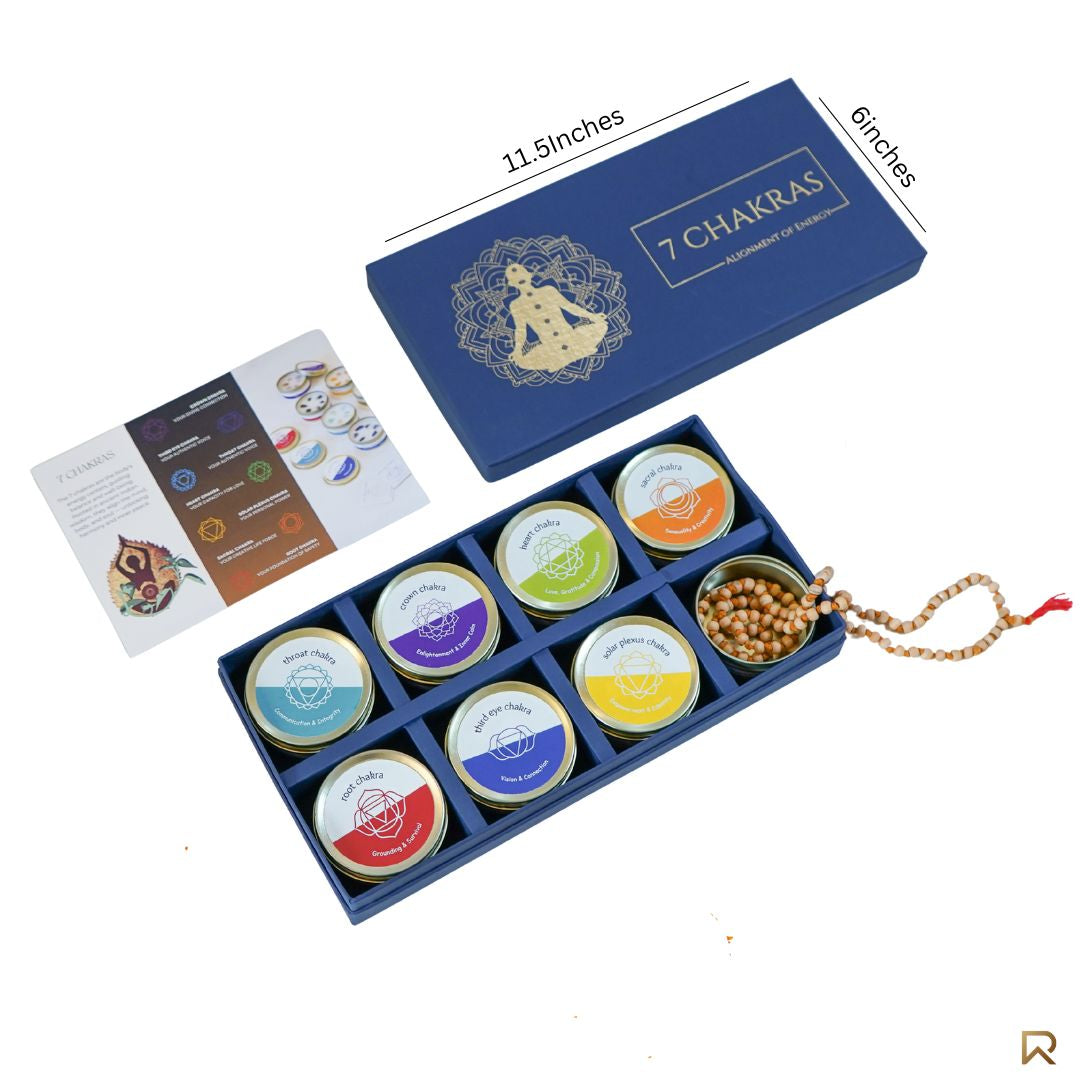 7 Chakra Scented Candles w/ Healing Beads Gift Set