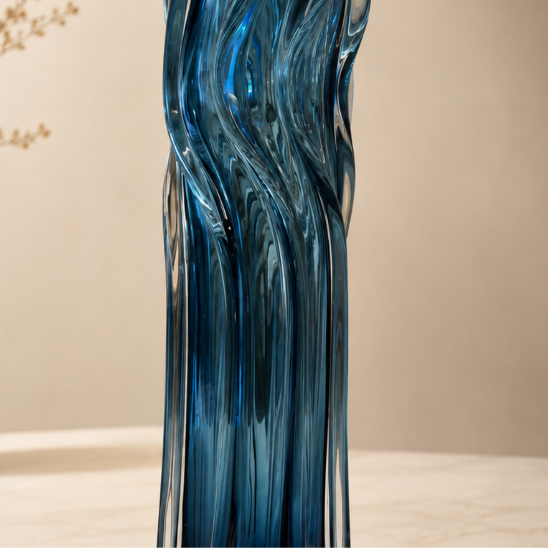 Azure Wave Glass Vase