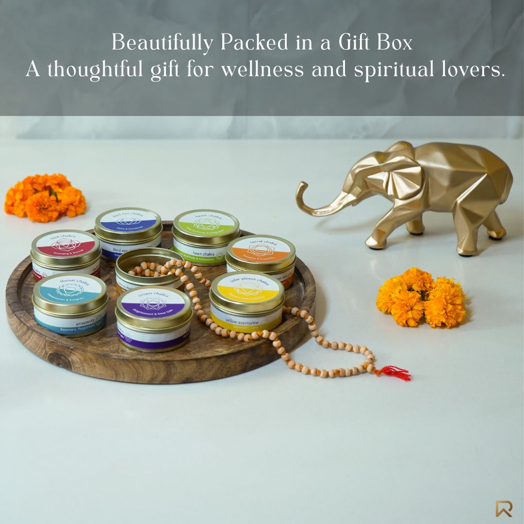 7 Chakra Scented Candles w/ Healing Beads Gift Set