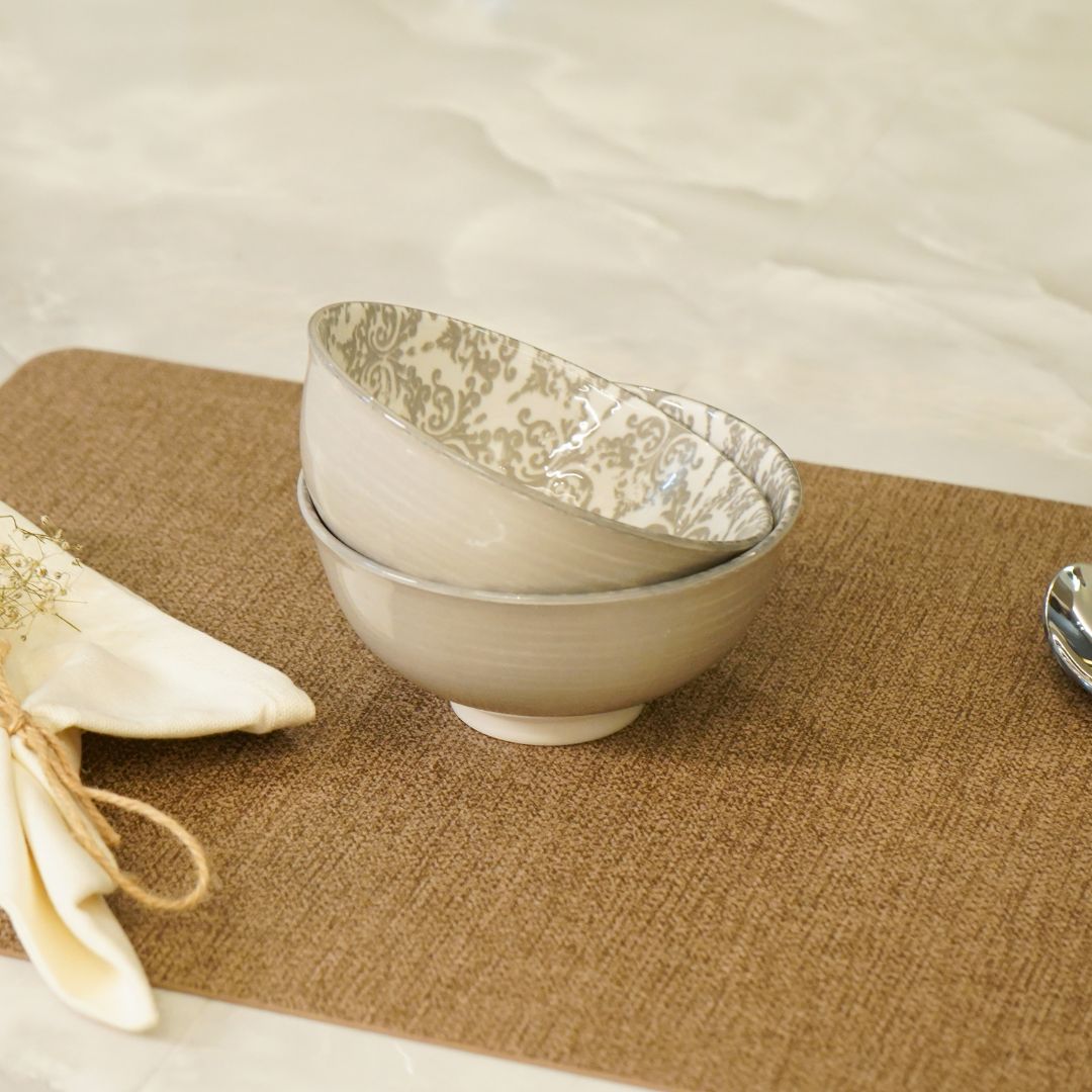 Patterned Grey Ceramic Bowl