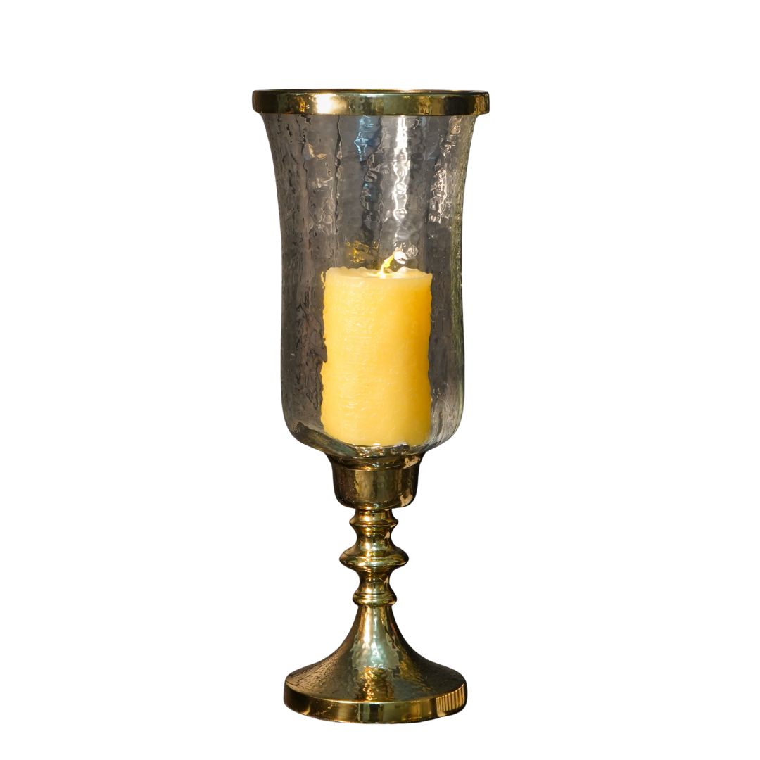 Gold Hammered Vintage Candle Holder, Small