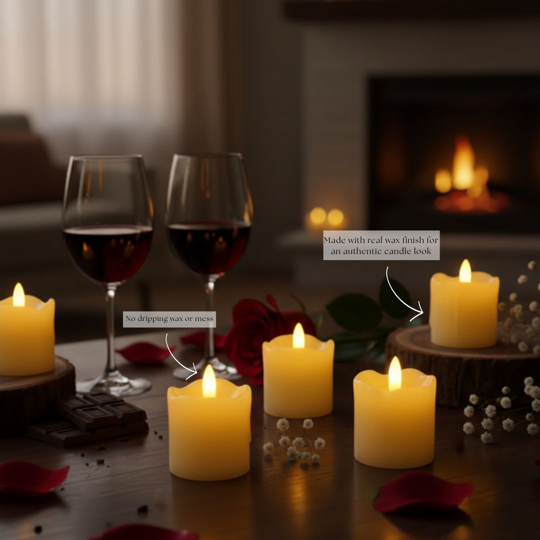 LED Small Real Wax Candle, set of 12