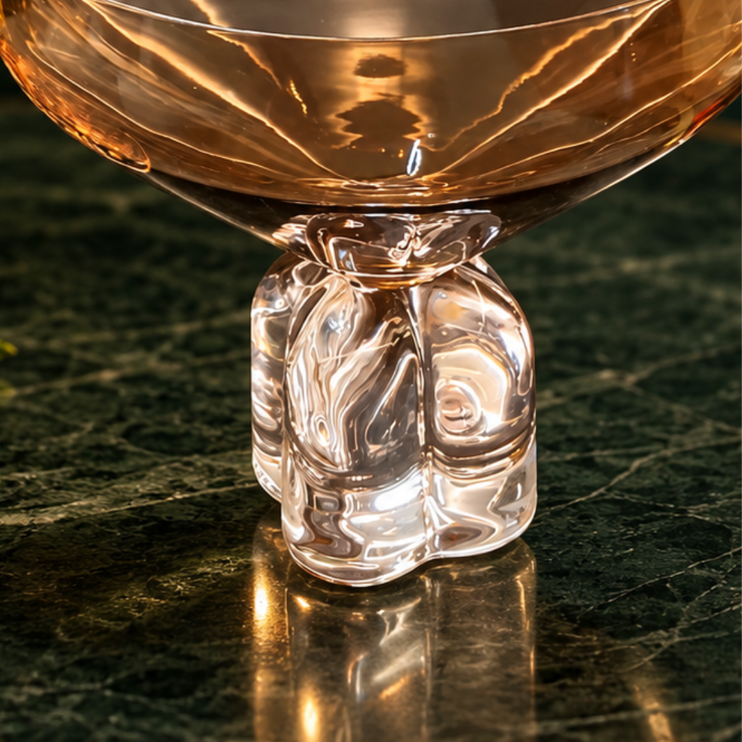 Fluted Petal Goblet Glass, Gold, set of 6