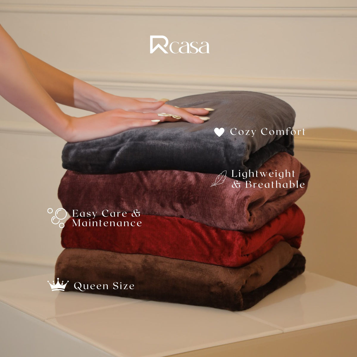 Soft Flannel Velvet Throw blanket, Grey, 80” x 100” for Double Bed