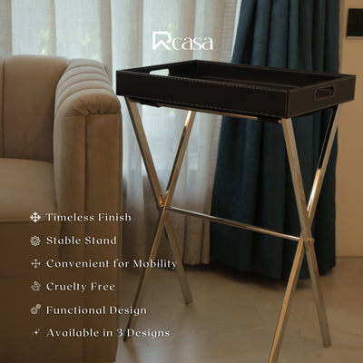 Butler Tray Table With Stand, Black