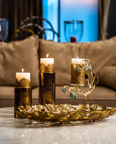 Pillar Candle Holder in Gold, Small