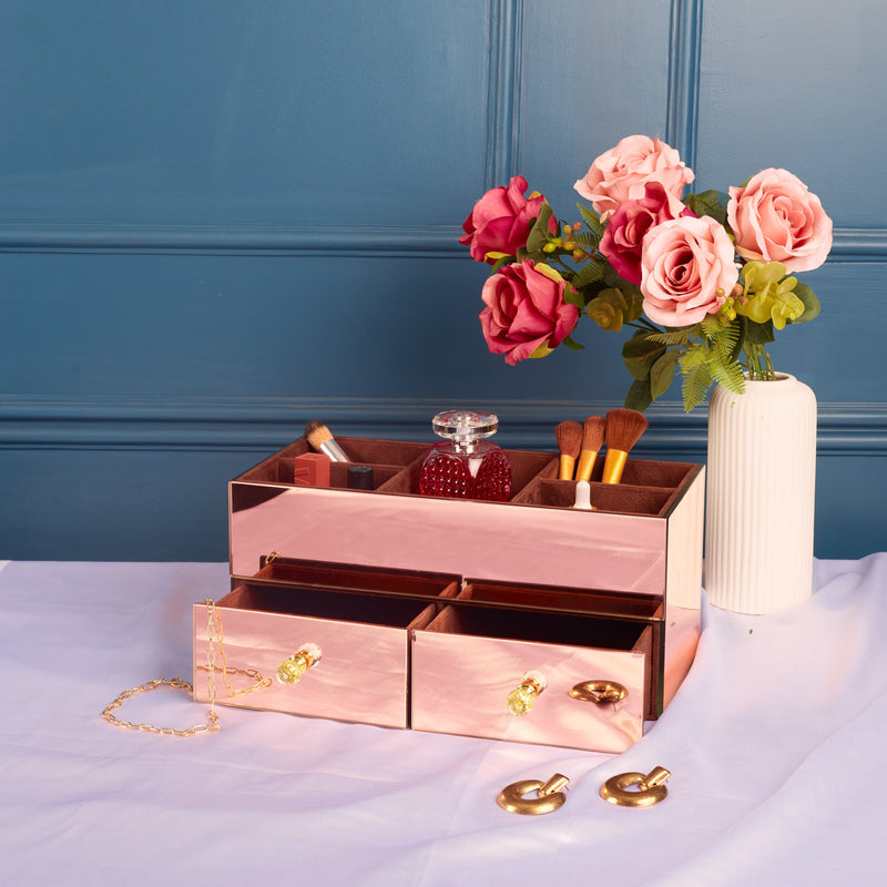 Cosmetic Organiser with Drawers, Rose Gold