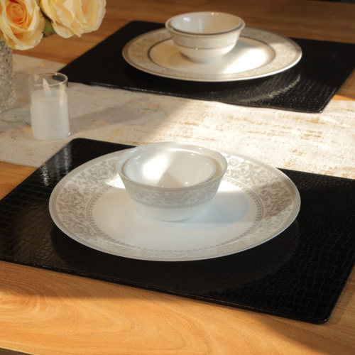 Set of 2 Table Placemats in Croco, Black