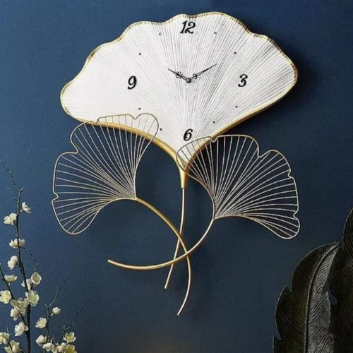 3D Leaf Petal Shaped Metal Wall Clock