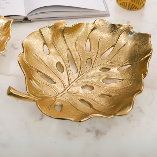 Large Golden Leaf DÃ©cor Platter