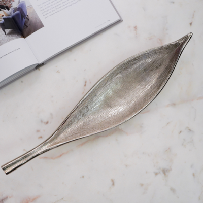 Silver Leaf Dish Decor Platter, Large