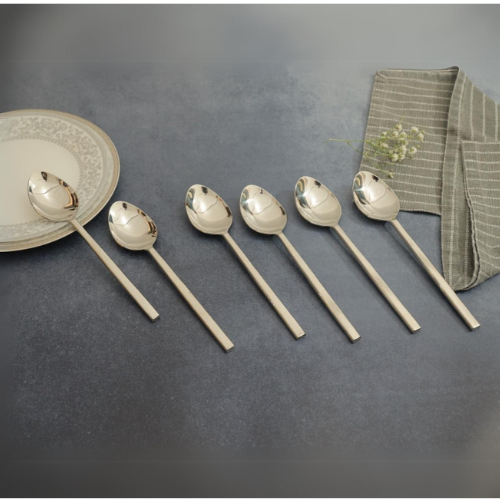 Set of 6 Stainless Steel Table Spoon, Silver Cutlery