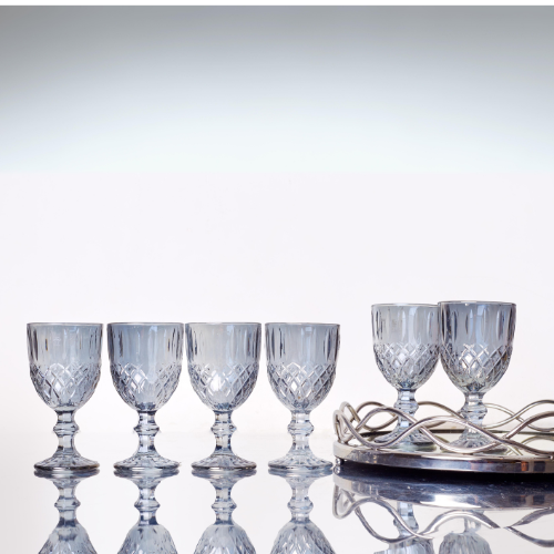 Tinted Luster Glasses, Blue, Set of 6