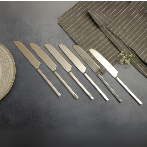 Set of 6 Stainless Steel Table Knife, Silver Cutlery