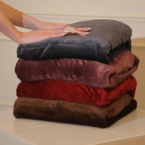 Soft Flannel Velvet Throw blanket, Blue, 80” x 100” for Double Bed
