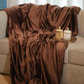 Soft Flannel Velvet Throw blanket, Brown, 80” x 100” for Double Bed
