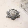 Grey Lotus Glass Tealight Candle Holder