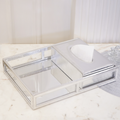 Silver Vegan Leather Decor Tray with Mirror Base