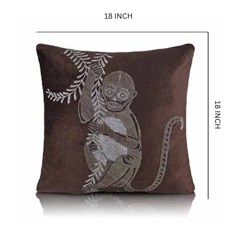 Macaque Velvet Cushion Cover 18x18 inch