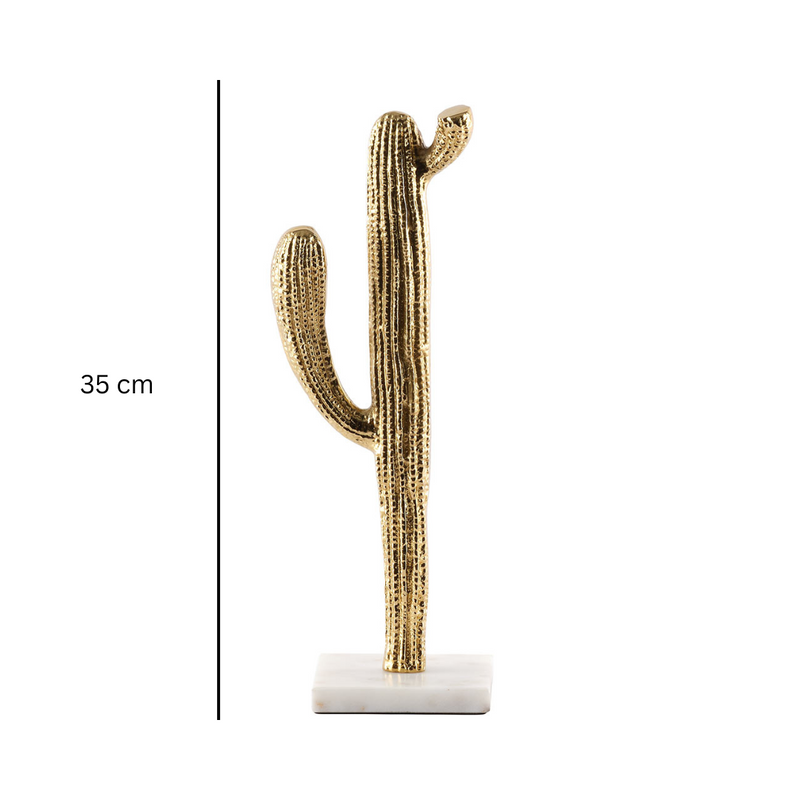 Gold Cactus Decor Metal Figurine Large