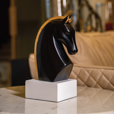 Black & Gold Steed Horse Polyresin Figurine