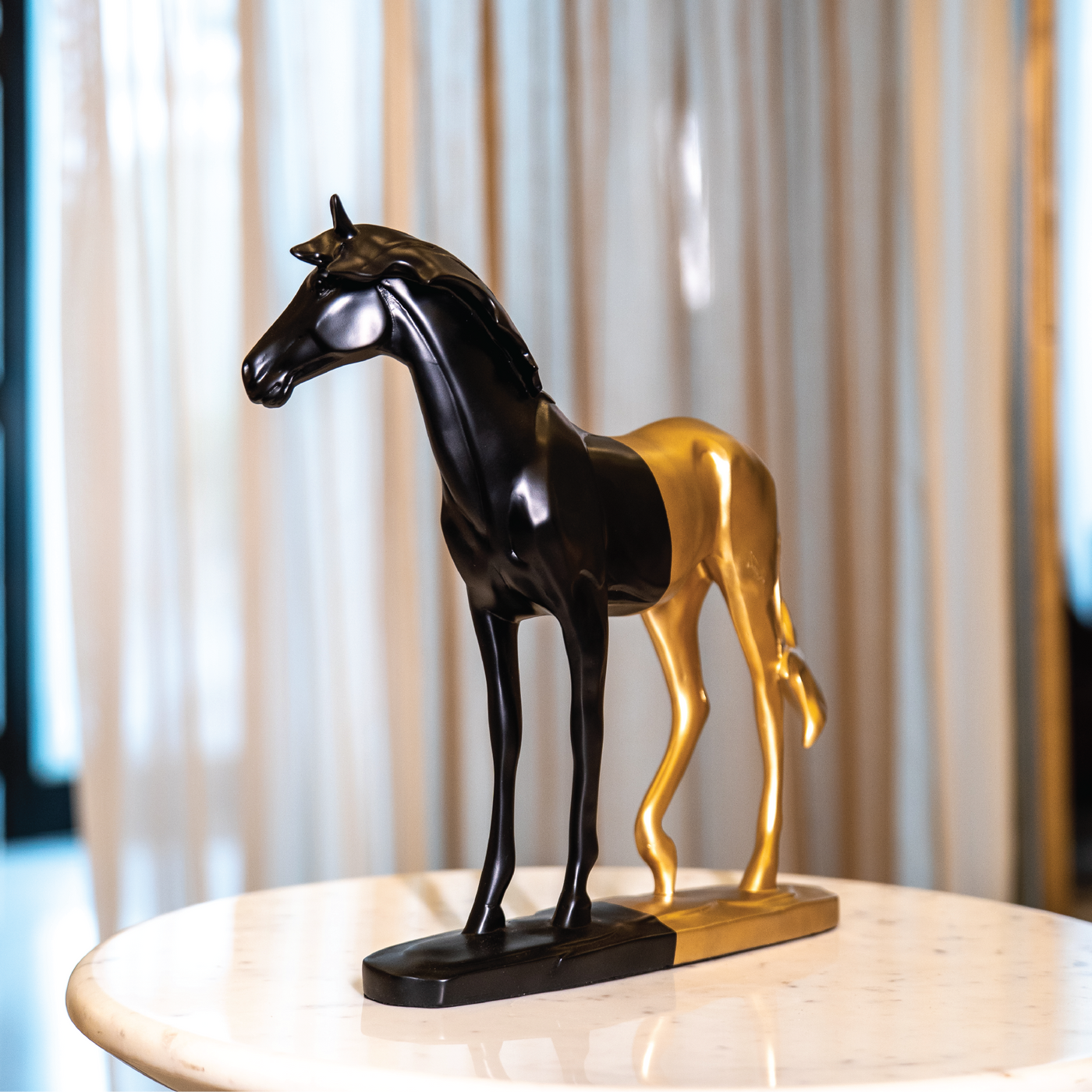 Black & Gold Cavallo Running Horse Polyresin Figurine