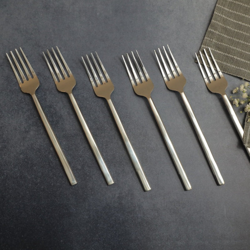 Set of 6 Stainless Steel Table Fork, Silver