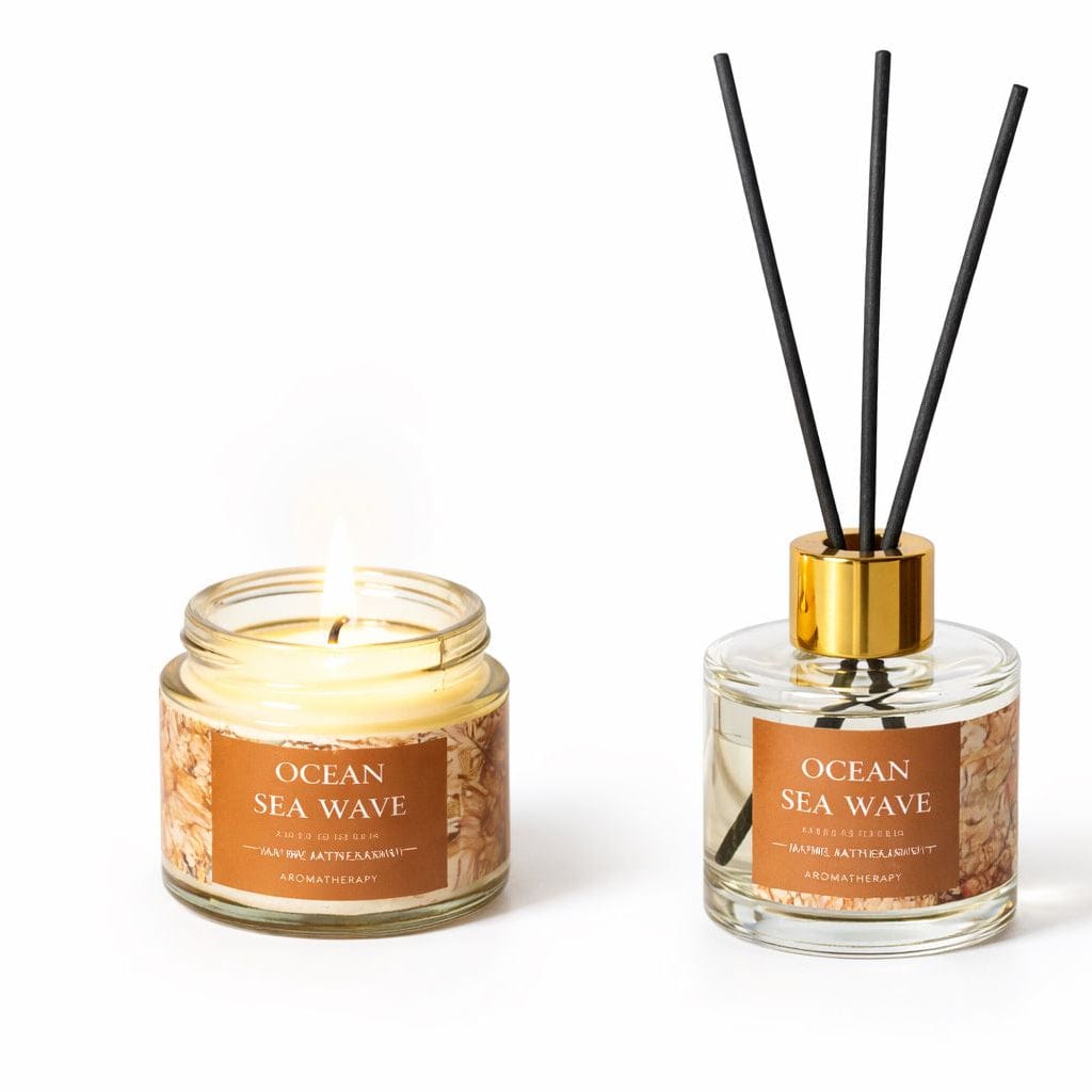 Ocean Breeze Scented Candle & Reed Diffuser Set | Luxury Home Fragrance Gift Combo
