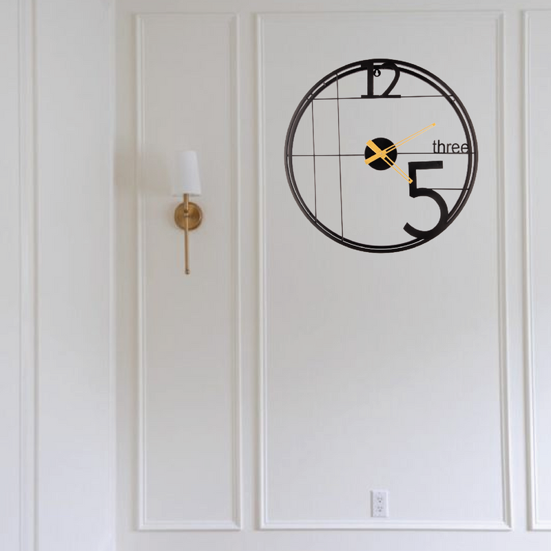 12-Three-5 Elegant Black Wall Clock